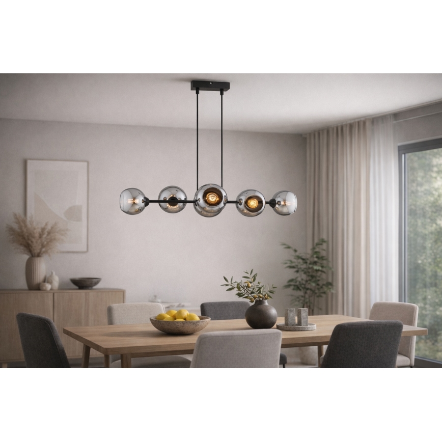 Brilagi - Pakabinamas šviestuvas ant laido DIOR 6xE27/60W/230V juoda/dūminė pilka