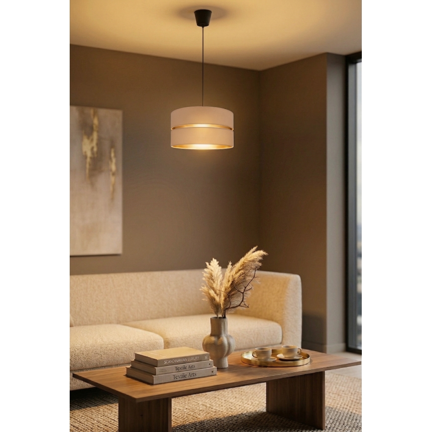 Brilagi - Pakabinamas šviestuvas ant laido DUO-DUO 1xE27/60W/230V skersmuo 40 cm smėlinė/auksinė