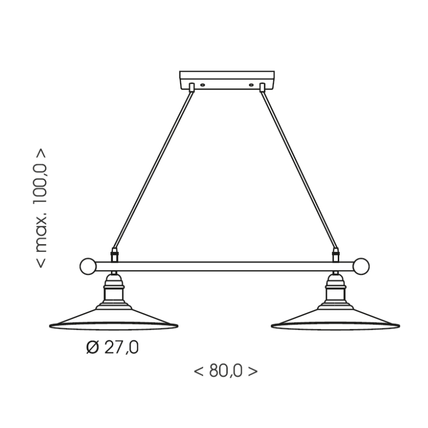 Brilagi - Pakabinamas šviestuvas ant laido FORGE 2xE27/60W/230V juoda