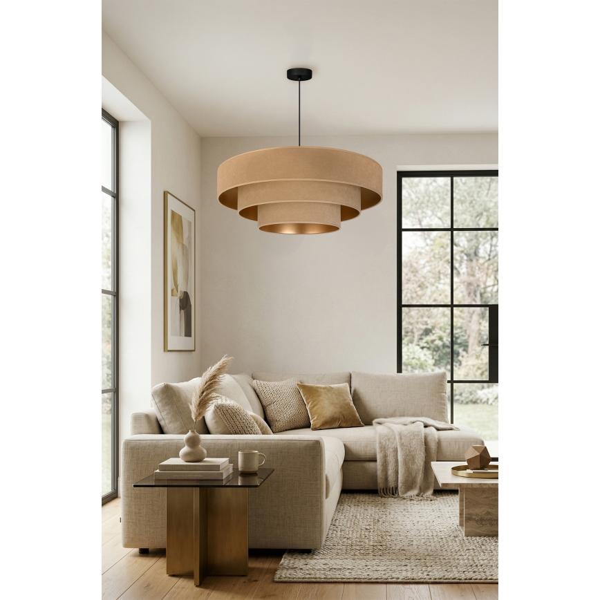Brilagi - Pakabinamas šviestuvas ant laido LUNETA 3x E27/60W/230V, skersmuo 80 cm, smėlinė/auksinė