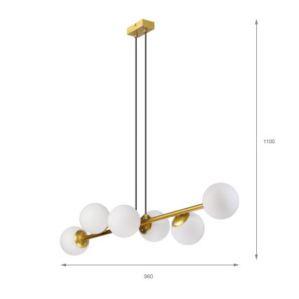 Brilagi - Pakabinamas šviestuvas ant laido MALONY 6xE14/20W/230V auksinis