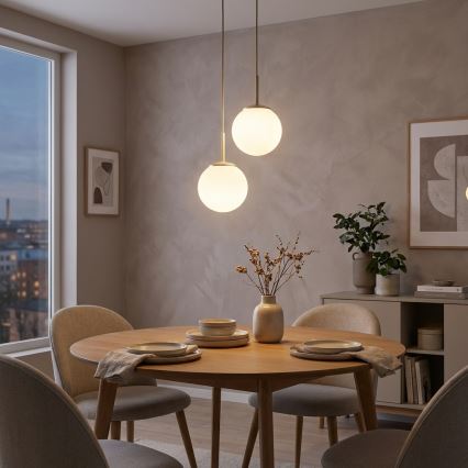 Brilagi - Pakabinamas šviestuvas ant laido MILO ECRU 2xE27/60W/230V smėlinis/auksinis