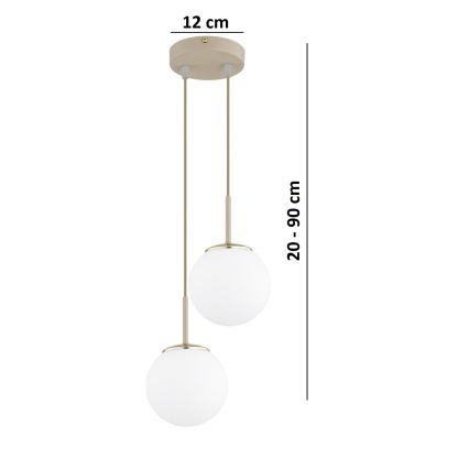 Brilagi - Pakabinamas šviestuvas ant laido MILO ECRU 2xE27/60W/230V smėlinis/auksinis