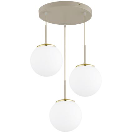 Brilagi - Pakabinamas šviestuvas ant laido MILO ECRU 3xE27/60W/230V smėlinė/auksinė