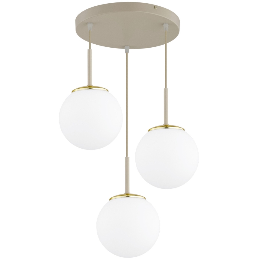 Brilagi - Pakabinamas šviestuvas ant laido MILO ECRU 3xE27/60W/230V smėlinė/auksinė