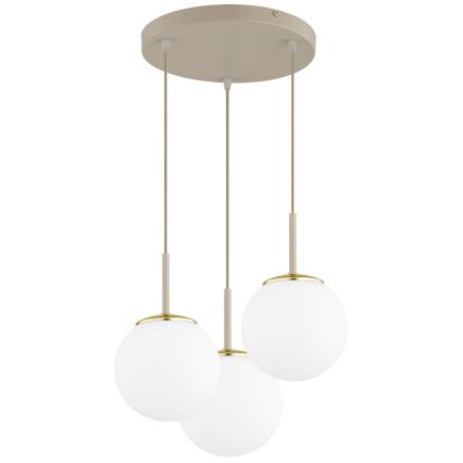 Brilagi - Pakabinamas šviestuvas ant laido MILO ECRU 3xE27/60W/230V smėlinė/auksinė