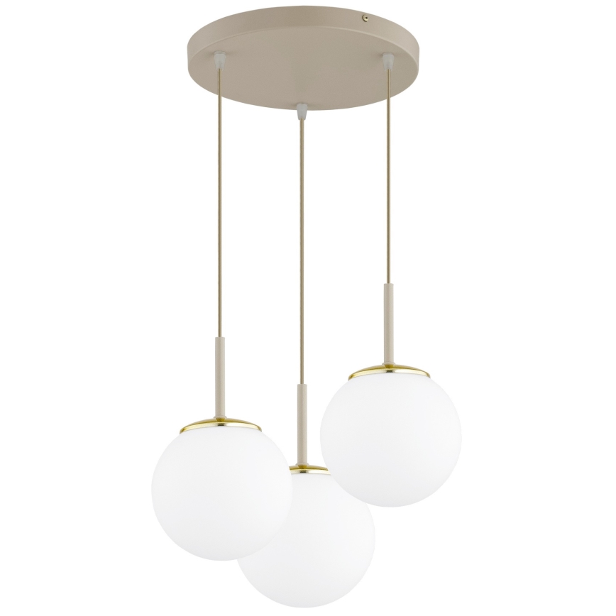 Brilagi - Pakabinamas šviestuvas ant laido MILO ECRU 3xE27/60W/230V smėlinė/auksinė