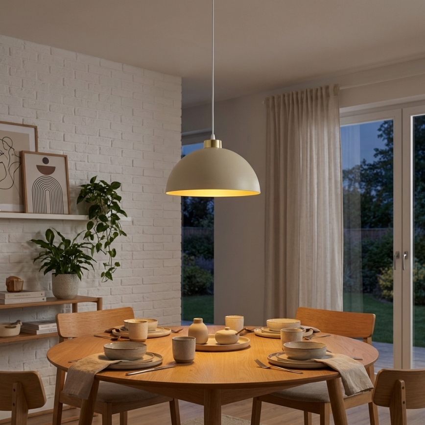 Brilagi - Pakabinamas šviestuvas ant laido MOON 1xE27/60W/230V Ø 30 cm smėlio/auksinė