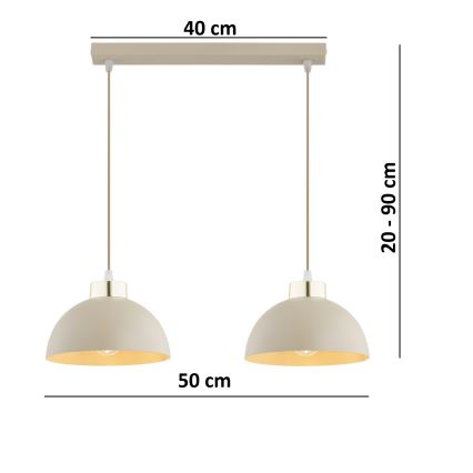 Brilagi - Pakabinamas šviestuvas ant laido MOON 2xE27/60W/230V smėlinė/auksinė