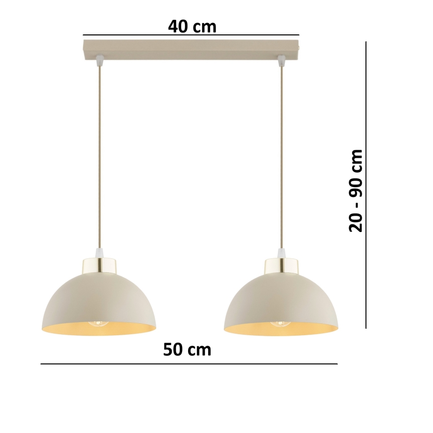 Brilagi - Pakabinamas šviestuvas ant laido MOON 2xE27/60W/230V smėlinė/auksinė