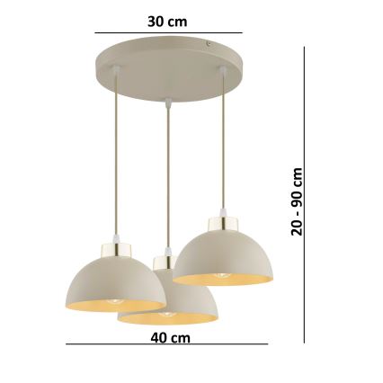 Brilagi - Pakabinamas šviestuvas ant laido MOON 3xE27/60W/230V smėlinis/auksinis