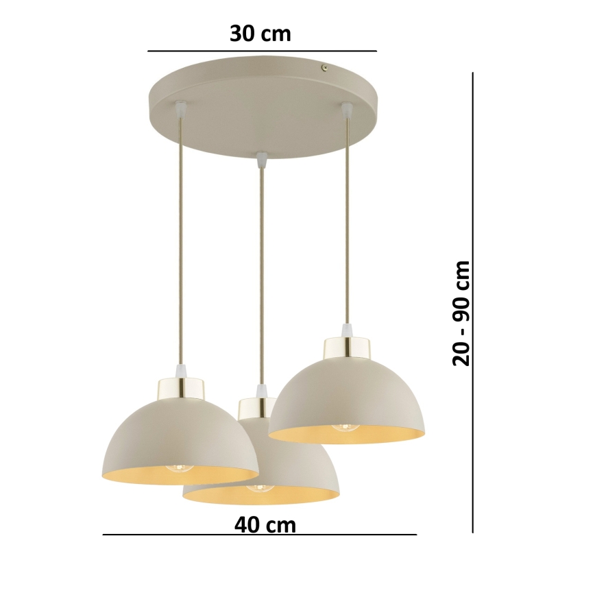 Brilagi - Pakabinamas šviestuvas ant laido MOON 3xE27/60W/230V smėlinis/auksinis