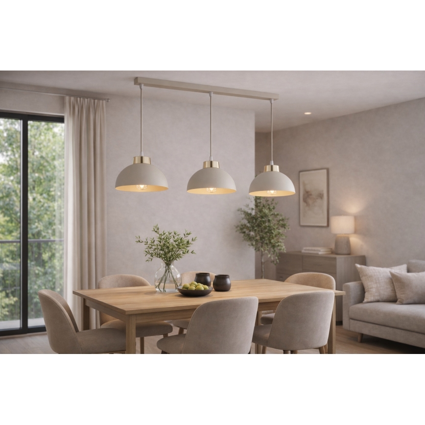 Brilagi - pakabinamas šviestuvas ant laido MOON 3xE27/60W/230V smėlio/aukso spalvos
