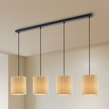 Brilagi - Pakabinamas šviestuvas ant laido NORDIC WAVE 4xE27/15W/230V lininis/juodas