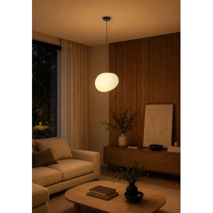 BRILAGI - Pakabinamas šviestuvas ant laido PEBBLES 1xE27/40W/230V Ø 30 cm juodas