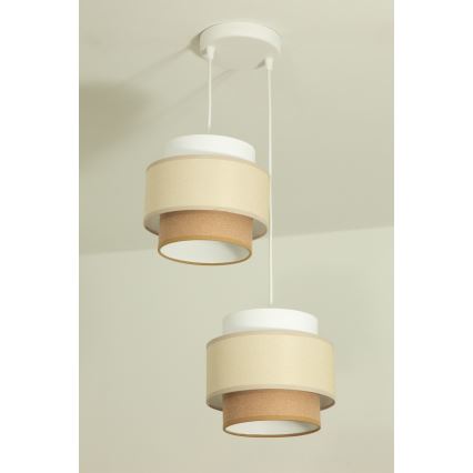 Brilagi - Pakabinamas šviestuvas ant laido RESNA 2xE27/60W/230V skersm. 30 cm kreminė/smėlinė