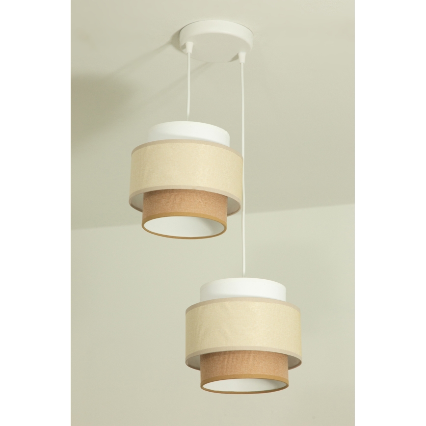Brilagi - Pakabinamas šviestuvas ant laido RESNA 2xE27/60W/230V skersm. 30 cm kreminė/smėlinė