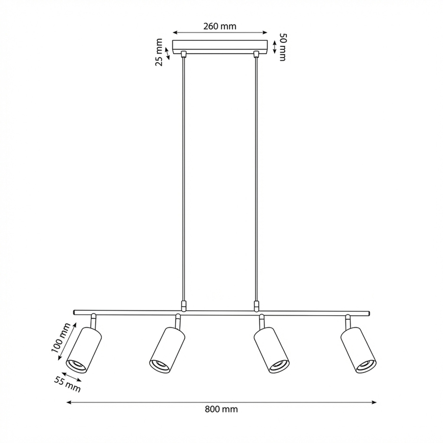 Brilagi - pakabinamas šviestuvas ant laido SELE 4xGU10/30W/230V juodas