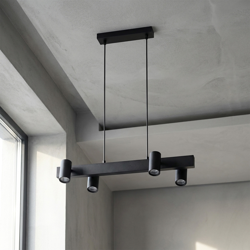 BRILAGI - Pakabinamas šviestuvas ant laido SELE 4xGU10/30W/230V juodas