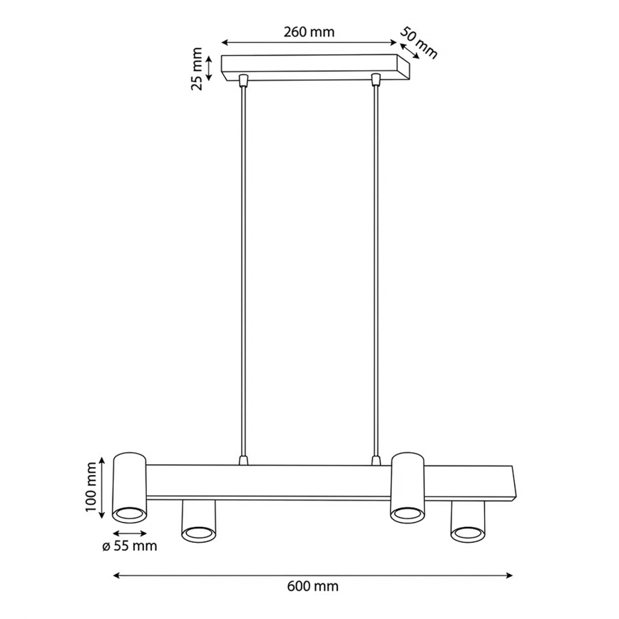 BRILAGI - Pakabinamas šviestuvas ant laido SELE 4xGU10/30W/230V juodas