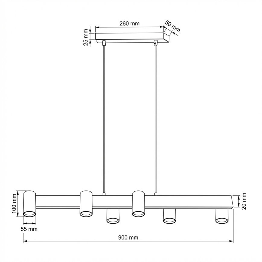 Brilagi - Pakabinamas šviestuvas ant laido SELE 6xGU10/30W/230V juodas