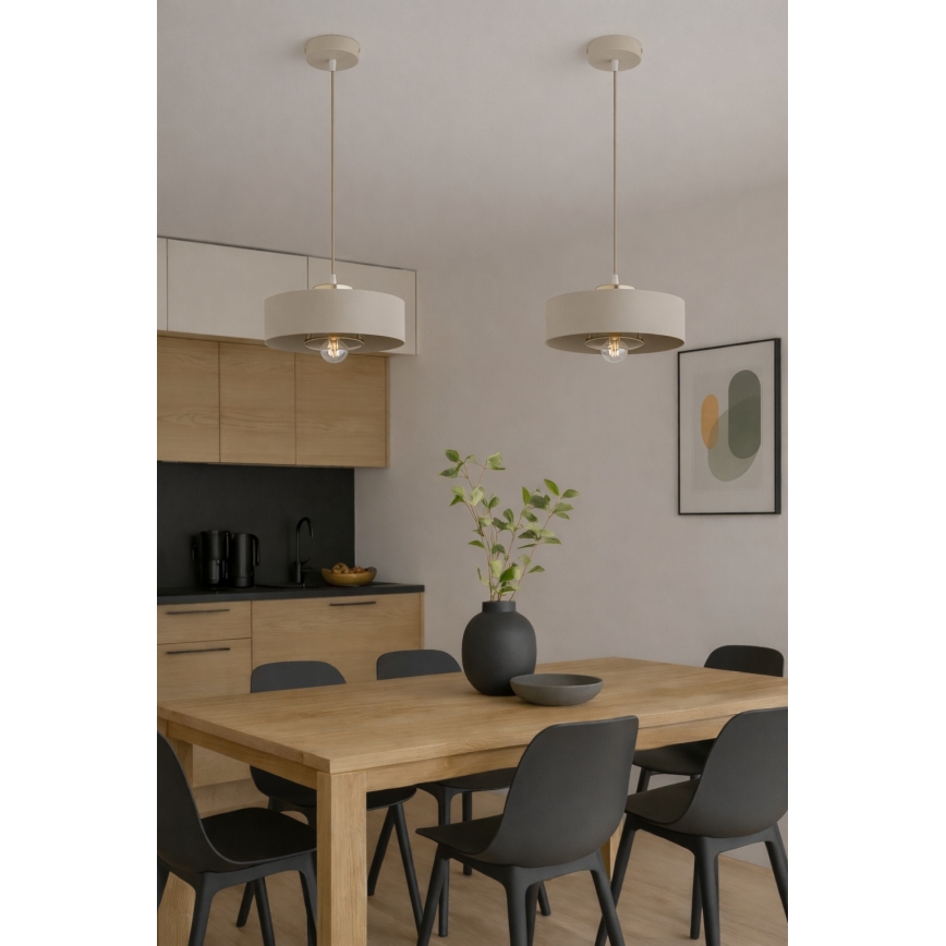 Brilagi - Pakabinamas šviestuvas ant laido SPRING 1xE27/60W/230V, skersmuo 30 cm, smėlinis/auksinis