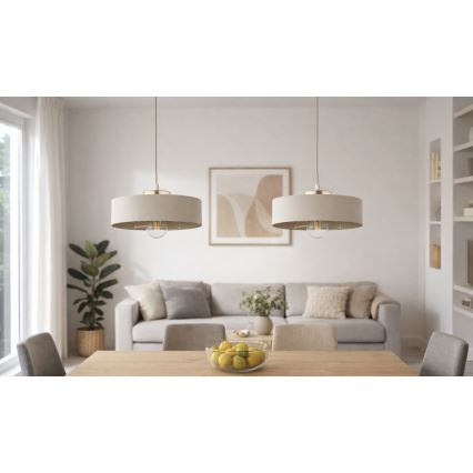 Brilagi - Pakabinamas šviestuvas ant laido SPRING 1xE27/60W/230V, skersmuo 30 cm, smėlinis/auksinis