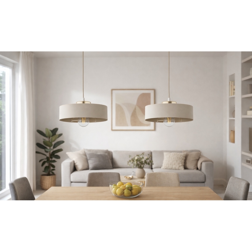 Brilagi - Pakabinamas šviestuvas ant laido SPRING 1xE27/60W/230V, skersmuo 30 cm, smėlinis/auksinis