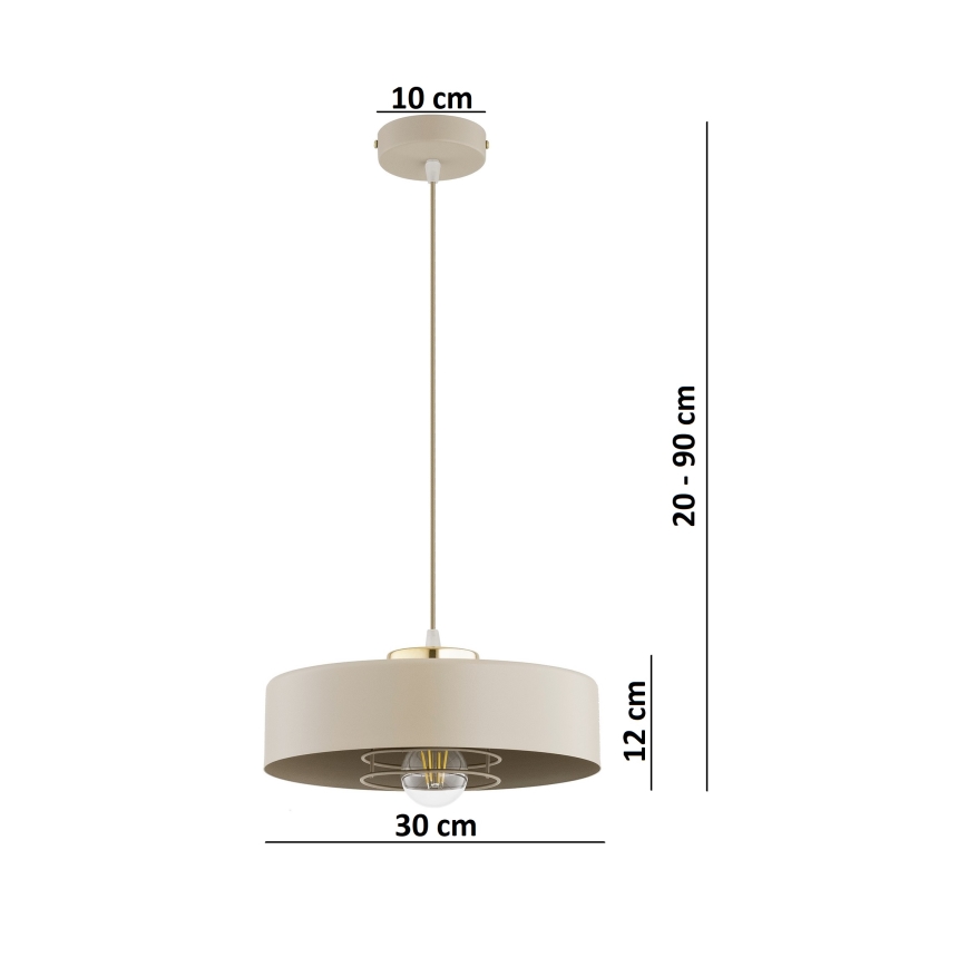 Brilagi - Pakabinamas šviestuvas ant laido SPRING 1xE27/60W/230V, skersmuo 30 cm, smėlinis/auksinis