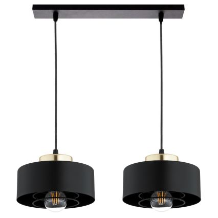 Brilagi - pakabinamas šviestuvas ant laido SPRING 2xE27/60W/230V juoda/auksinė