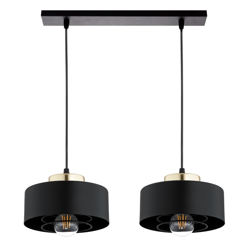 Brilagi - pakabinamas šviestuvas ant laido SPRING 2xE27/60W/230V juoda/auksinė
