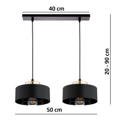 Brilagi - pakabinamas šviestuvas ant laido SPRING 2xE27/60W/230V juoda/auksinė