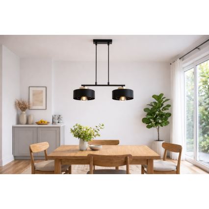 Brilagi - Pakabinamas šviestuvas ant laido SPRING 2xE27/60W/230V juoda/auksinė
