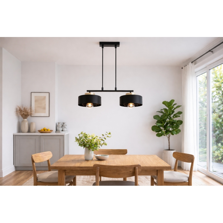 Brilagi - Pakabinamas šviestuvas ant laido SPRING 2xE27/60W/230V juoda/auksinė