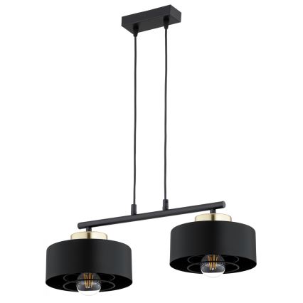 Brilagi - Pakabinamas šviestuvas ant laido SPRING 2xE27/60W/230V juoda/auksinė