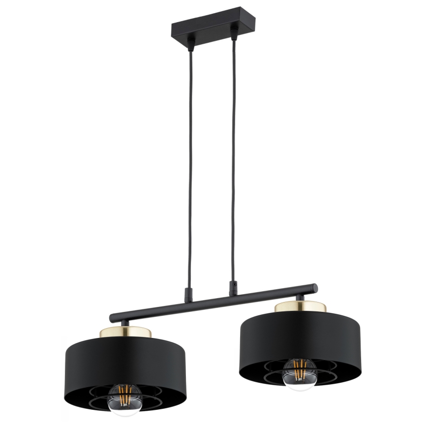 Brilagi - Pakabinamas šviestuvas ant laido SPRING 2xE27/60W/230V juoda/auksinė