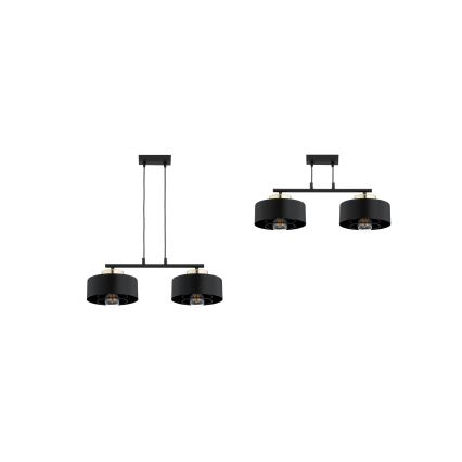 Brilagi - Pakabinamas šviestuvas ant laido SPRING 2xE27/60W/230V juoda/auksinė