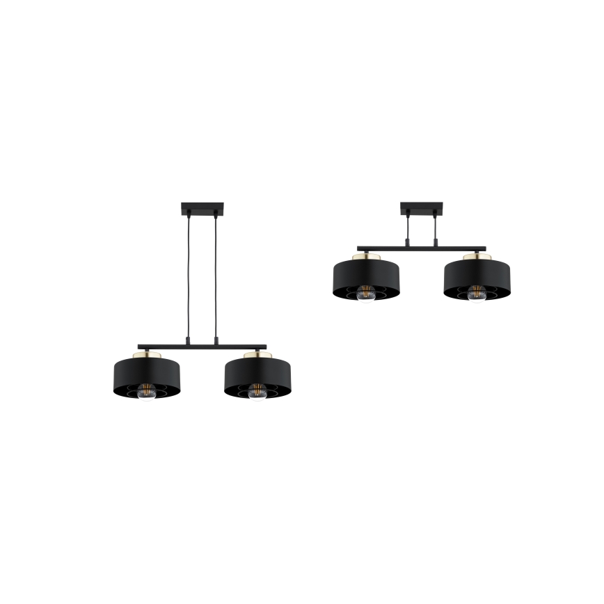 Brilagi - Pakabinamas šviestuvas ant laido SPRING 2xE27/60W/230V juoda/auksinė