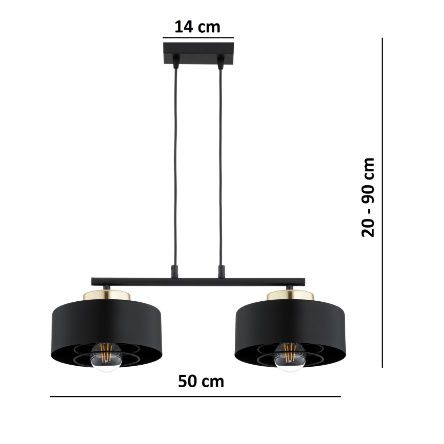 Brilagi - Pakabinamas šviestuvas ant laido SPRING 2xE27/60W/230V juoda/auksinė