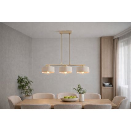 Brilagi - Pakabinamas šviestuvas ant laido SPRING 3xE27/60W/230V smėlinė/auksinė