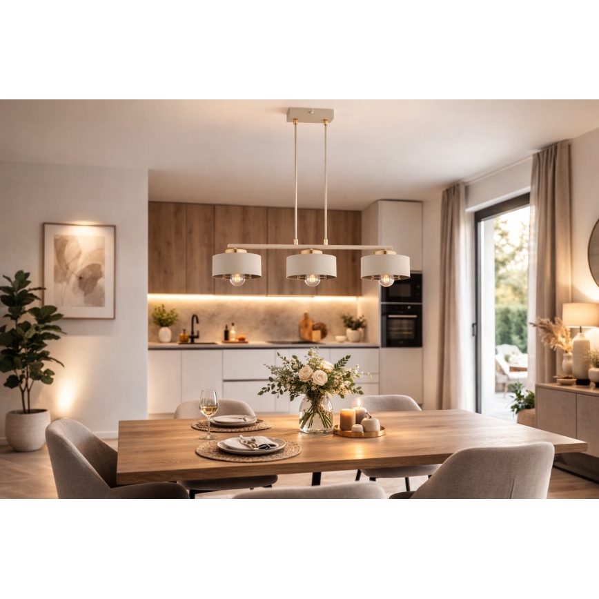 Brilagi - Pakabinamas šviestuvas ant laido SPRING 3xE27/60W/230V smėlinė/auksinė