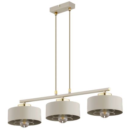 Brilagi - Pakabinamas šviestuvas ant laido SPRING 3xE27/60W/230V smėlinė/auksinė
