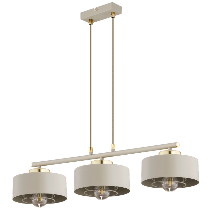 Brilagi - Pakabinamas šviestuvas ant laido SPRING 3xE27/60W/230V smėlinė/auksinė