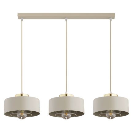 Brilagi – pakabinamas šviestuvas ant laido, SPRING 3xE27/60W/230V, smėlio spalvos/auksinis