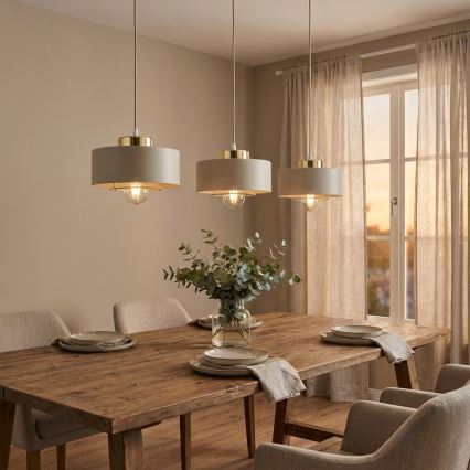 Brilagi – pakabinamas šviestuvas ant laido, SPRING 3xE27/60W/230V, smėlio spalvos/auksinis