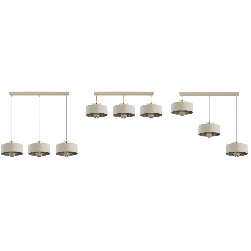 Brilagi – pakabinamas šviestuvas ant laido, SPRING 3xE27/60W/230V, smėlio spalvos/auksinis