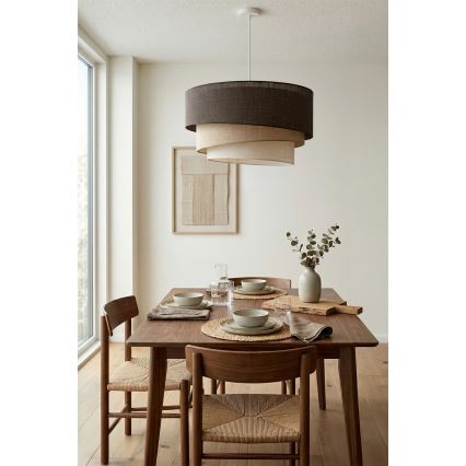 Brilagi - Pakabinamas šviestuvas ant laido TRIO, 3xE27/60W/230V, Ø 60 cm, rudas/kreminis/baltas