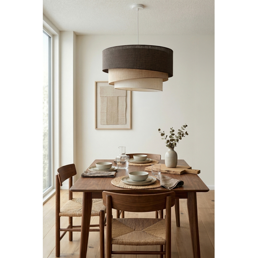 Brilagi - Pakabinamas šviestuvas ant laido TRIO, 3xE27/60W/230V, Ø 60 cm, rudas/kreminis/baltas