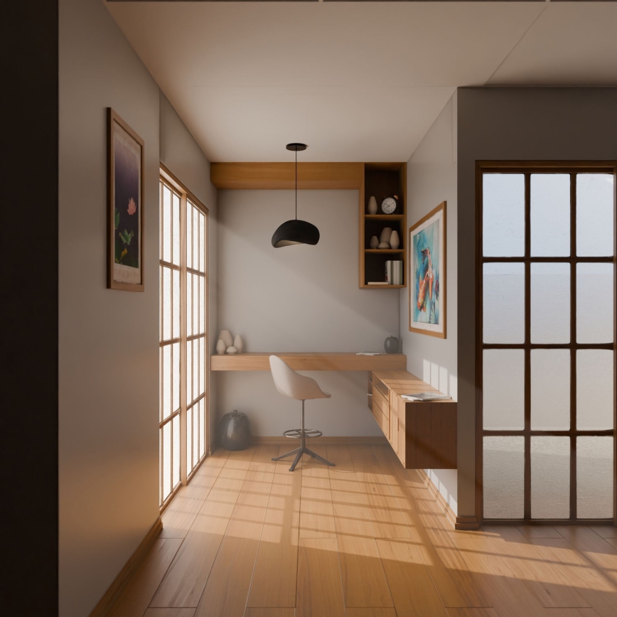 Brilagi - Pakabinamas šviestuvas ant laido WABI SABI 1xE27/40W/230V skersmuo 35 cm juodas