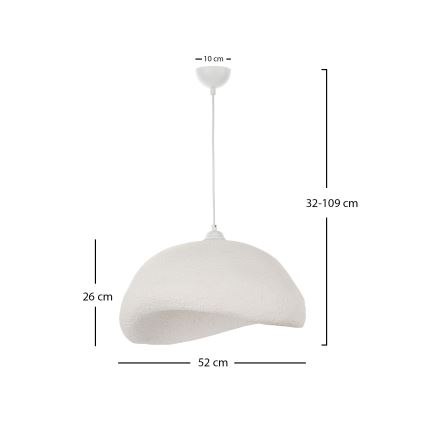 Brilagi - Pakabinamas šviestuvas ant laido WABI SABI 1xE27/40W/230V, skersmuo 52 cm, baltas